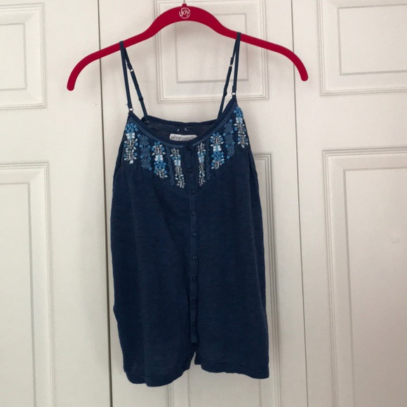 Blue Beaded Tank Top Size Small - Picture 1 of 3